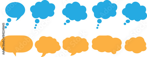Speech Bubble; Bubble message vector icon set. Chat box, message, dialogue, and comment collection.  Communication conversation bubbles