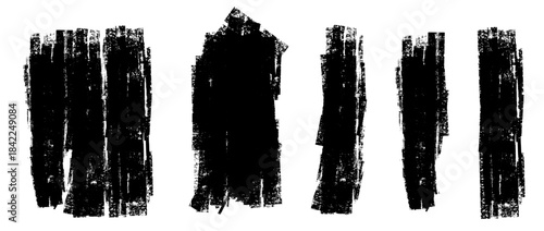 Grunge roller streaks meet sharp linocut cuts. Textured paint layers combine with brush strokes, adding repeated roller grit and brush detail for a strong linocut paint look.