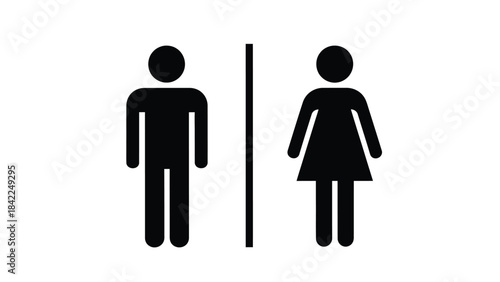 Black and white graphic icons representing separate male and female restroom facilities