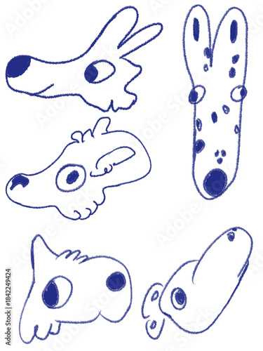 Dog series on white background, Digital illustration	