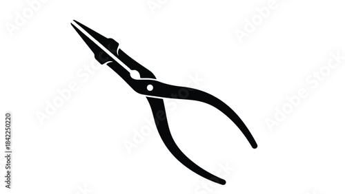 Black pliers icon tool silhouette isolated on white background for industrial workshop or DIY concept