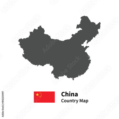China Country map flag illustration on whtie background