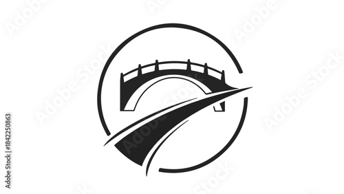 Bridge logo icon design element circular symbol illustration for business corporate identity or travel transportation concept