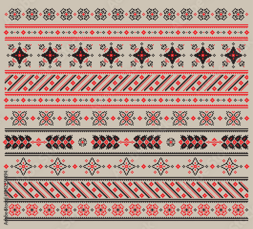 Black and Red Ethnic Folk Pattern