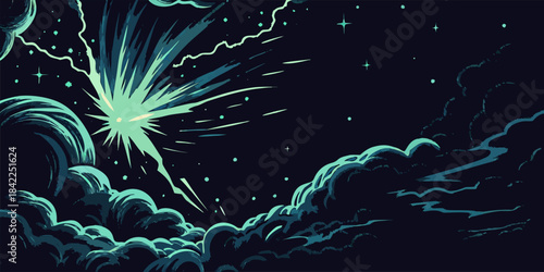 Dramatic Cosmic Event with Swirling Galaxies and Nebula