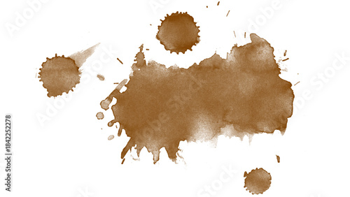 Fényképezés Coffee, chocolate, liquid stains isolated on a white background