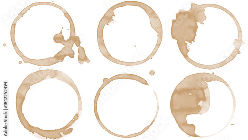 Coffee cup stain, isolated on transparent background.