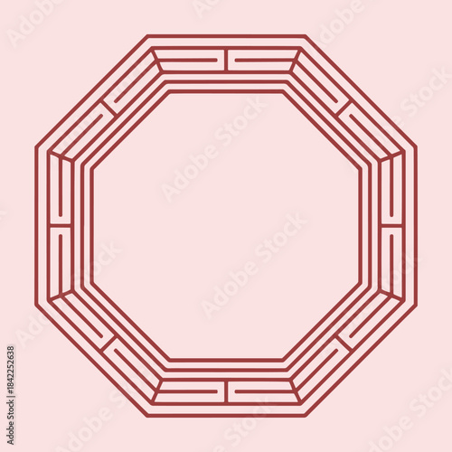 Brown geometric maze pattern with intricate lines and pathways