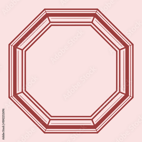 Brown Octagonal Frame with Double Lines and Inner Edges