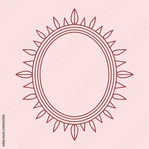 Brown circular sun with pointed rays and double outline