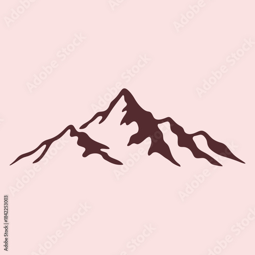 Abstract Brown Mountain Silhouette on Light Background