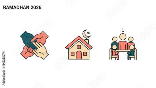 Ramadhan 2026 icons for community, home and togetherness