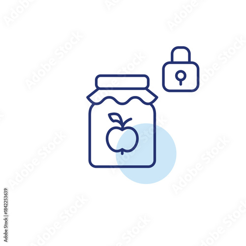 Apple jam jar and lock. Safe food storage and farming. Pixel perfect, editable stroke vector icon
