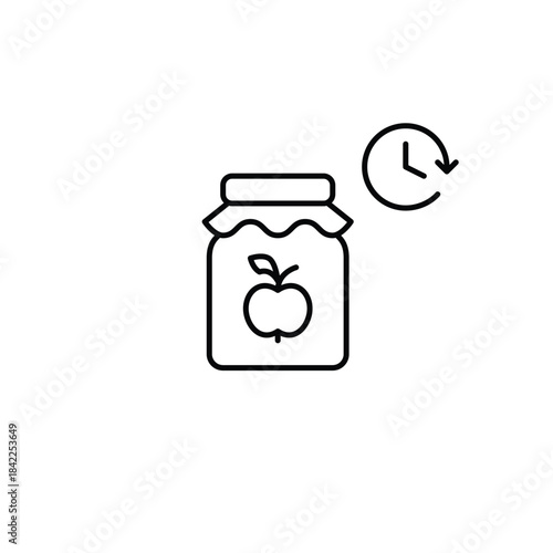 Jam and clock. Food scheduled delivery and meal pick-up on time. Groceries shelf life. Fresh farm to table produce. Pixel perfect, editable stroke vector icon
