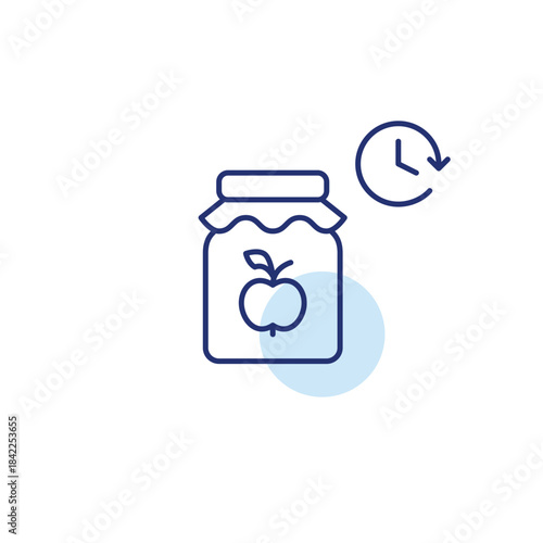 Jam and clock. Food scheduled delivery and meal pick-up on time. Groceries shelf life. Fresh farm to table produce. Pixel perfect, editable stroke vector icon