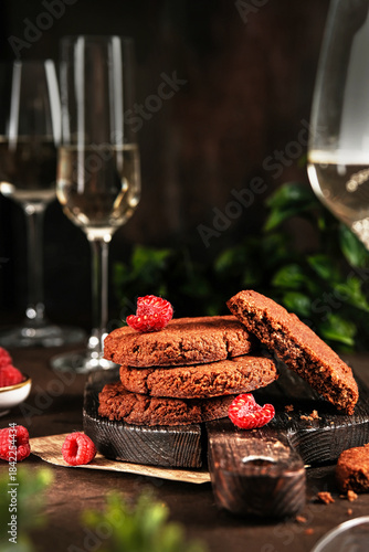 Artistic presentation featuring confections and ripe fruits