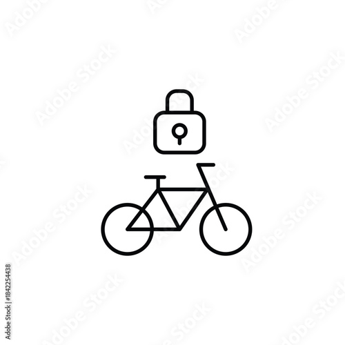 Bicycle and lock. Personal mobility safety and theft protection. Pixel perfect, editable stroke vector icon
