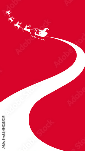 Santa Claus rides his sleigh pulled by reindeer to deliver gifts.