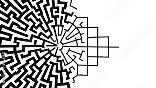 Black and white maze labyrinth geometric pattern abstract background puzzle concept for business finance education and problem solving