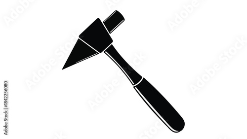 Black silhouette of a hammer tool on white background, simple icon for construction, DIY, or repair concept