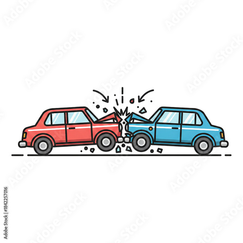 two cars collide with each other.isolated on a white background.