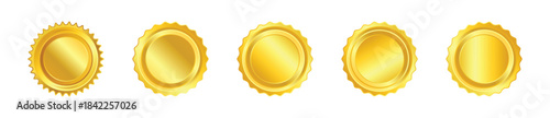 Realistic golden circular badges icon set - Vector 