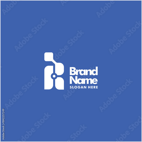 Letter R Tech Logo Design Vector Template