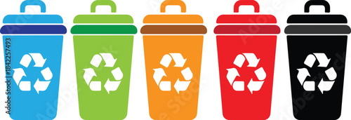Recycle Bin Vector Icons set. dustbin icon,recycling, trash can, garbage can, recycle bin, waste sorting