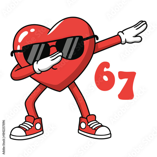 Six Seven Dabbing Heart Illustration – Cool Valentine Character Design.