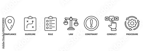Regulation. Chart with keywords and icons 