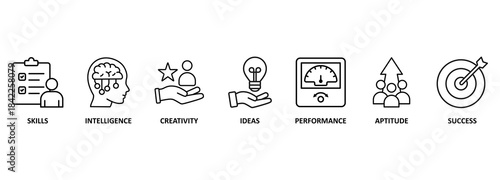 Banner human resource management, talent management and recruitment business vector illustration concept
