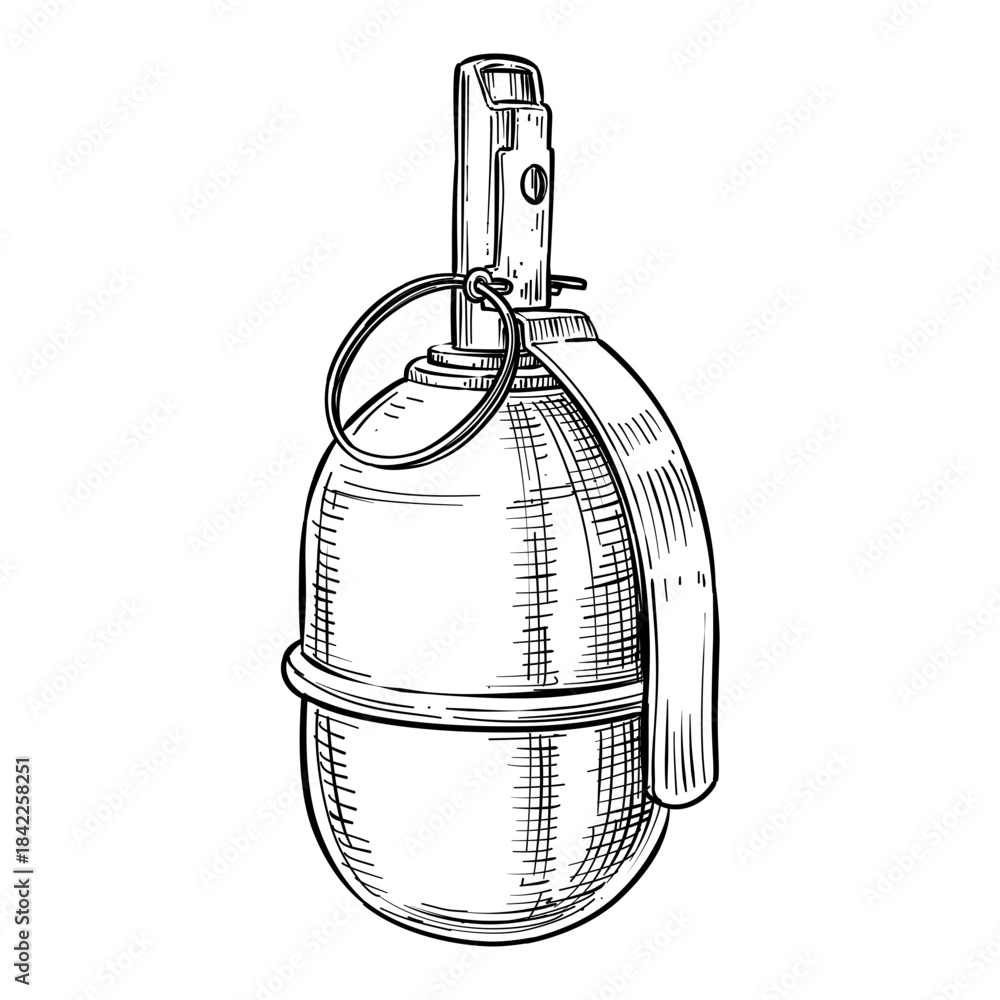 Obraz premium rgd 5 hand grenade vector line art hand drawn illustration