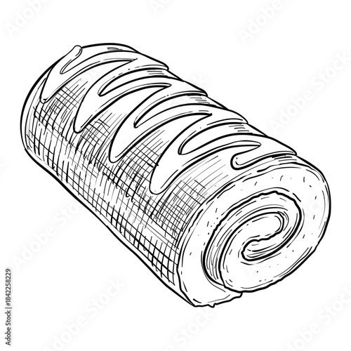 swiss roll vector line art hand drawn illustration