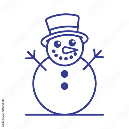 Cute Snowman Line Art Illustration