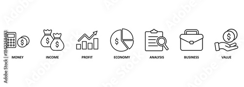 banner of cash flow vector illustration conept with icons and keywords