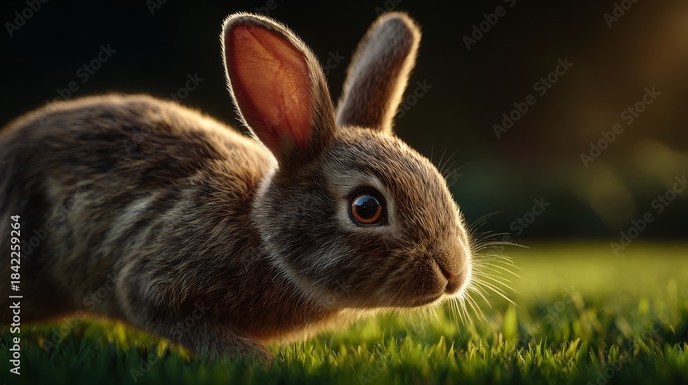 Fototapeta premium A cute brown rabbit enjoying a sunny day