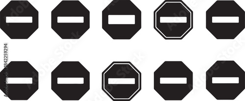 Multiple Black Octagonal No Entry Signs stop sign prohibition