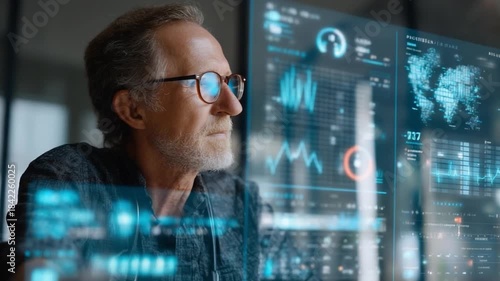 Senior Male AI-Driven Healthcare Director Abstracts Insights