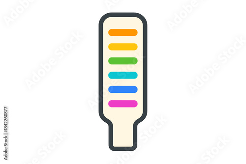 Chromatography Strip Icon. Flat style icon of a chromatography strip with colorful separation bands, bright colors, representing