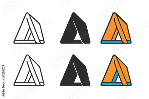 Modern Foldable Shelter Design. Folded and portable shelter with compact footprint, abstract minimal vector illustration, first in
