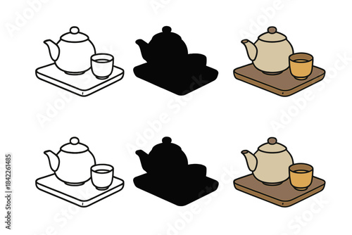 Serene Tea Ceremony. Minimal tea ceremony setting with handmade cup and imperfect tray, serene geometry of everyday elegance,