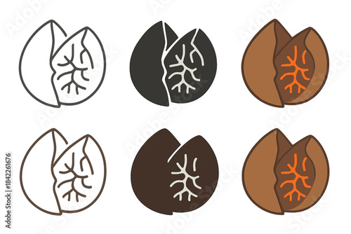 Anthill Seed Artistry. Seed cracked open revealing a tiny anthill pattern inside, minimal vector composition, first in line style