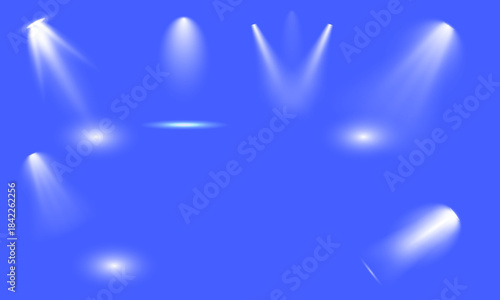 Versatile collection of luminous white light effects, showcasing spotlights, beams, and flares. Ideal for stage, concert, or digital overlays, adding brilliant radiance
