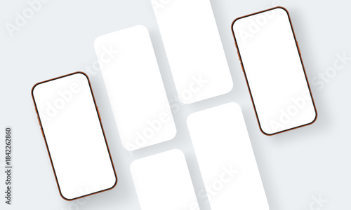 Smartphones mockups with blank screens for showcasing mobile applications