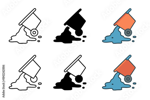 Concrete Spill Artistry. Concrete Spill Ground first in line style with thin outline, second in solid style filled shape, third in