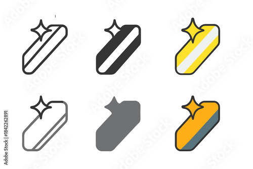 Stylized Reflective Stripes. Reflective Stripe Shine first in line style with thin outline, second in solid style filled shape,