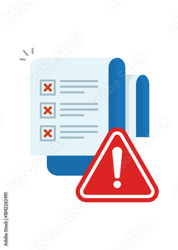 Compliance checklist failure icon stock illustration