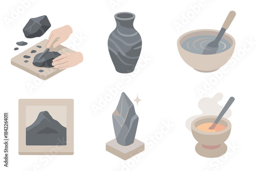 Series of images of pottery and bowls