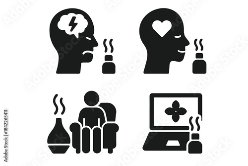 Black and white image of four different people with different emotions