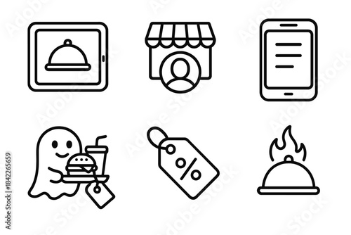 Ghost holding a tray with a burger and a drink